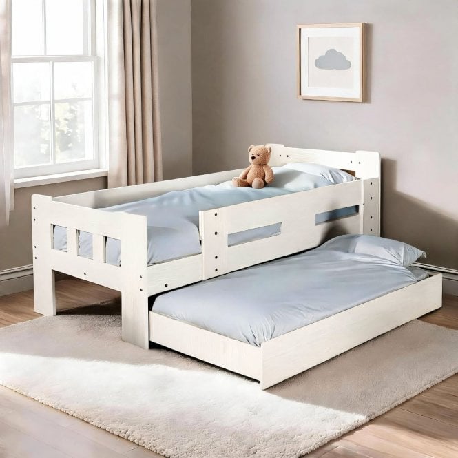 Ackworth White Wooden Trundle Bed Frame