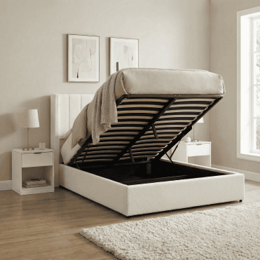 Alix Ottoman Storage Bed with Fluted Headboard