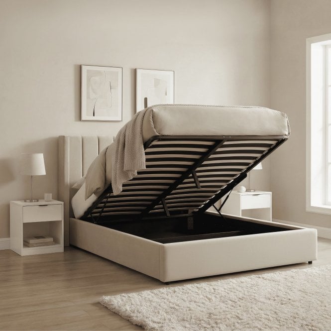 Alix Alice Ottoman Storage Bed with Fluted Headboard
