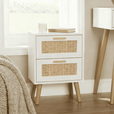Astbury Rattan 2 Drawer Bedside Table