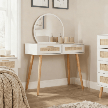 Astbury Rattan Dressing Table & Circular Mirror