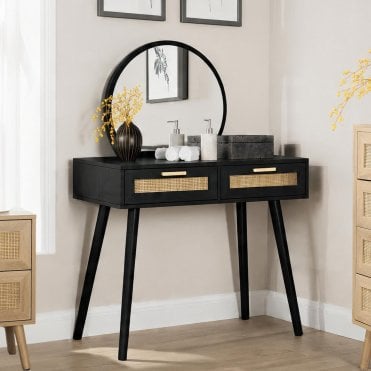 Astbury Rattan Dressing Table & Circular Mirror