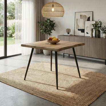 Avara Natural Grain Dining Tables with Black Metal Legs