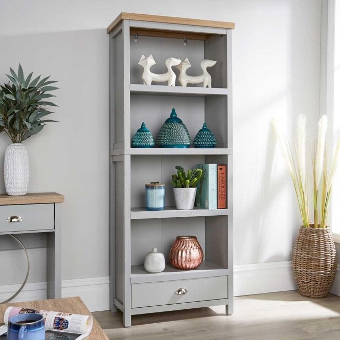 Avon 4 Tier Bookcase & 1 Storage Drawer Grey