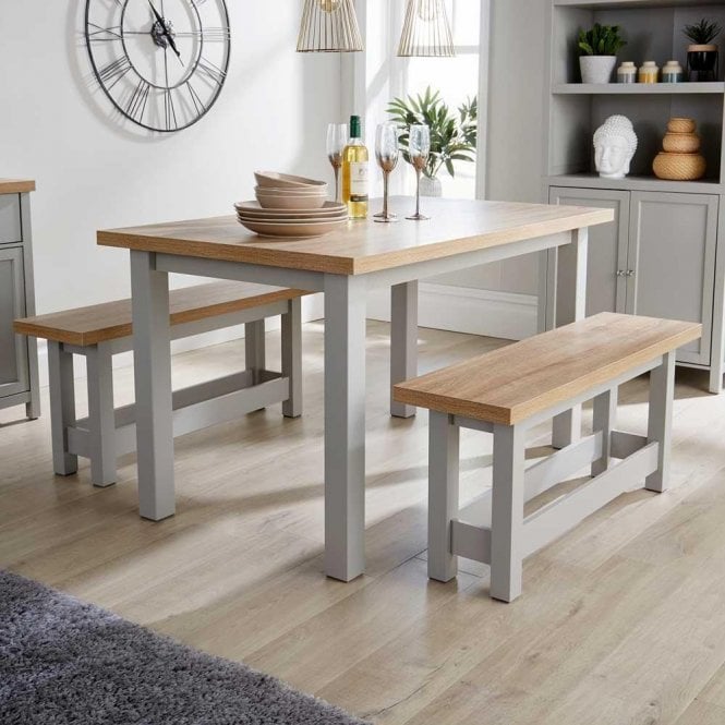 Avon Table and Bench Set Grey