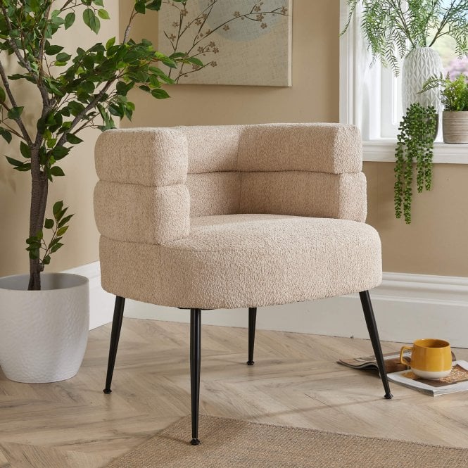 Barrel Boucle Accent Chair