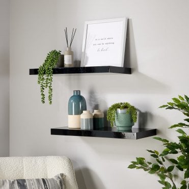 Pair of Cloud Gloss Floating Wall Shelves