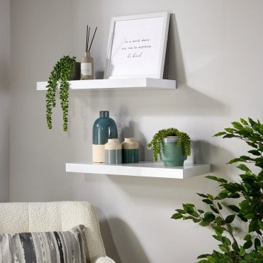 Pair of Cloud Gloss Floating Wall Shelves