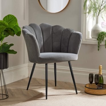 Compact Scallop Armchair with Metal Legs