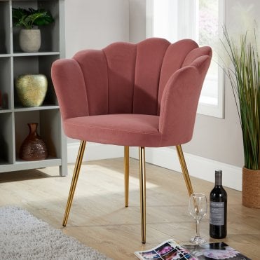 Compact Scallop Armchair with Metal Legs