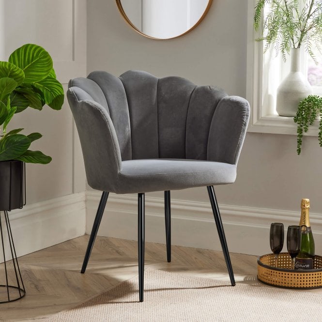 Compact Scallop Armchair with Gold Metal Legs
