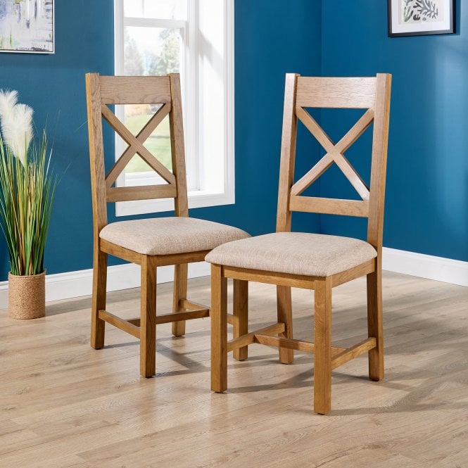 Copenhagen Pair Beige Solid Oak Veneer Dining Chairs