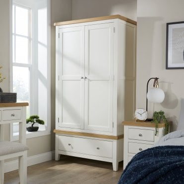 Easton White 2 Door Wardrobe with Storage Drawer