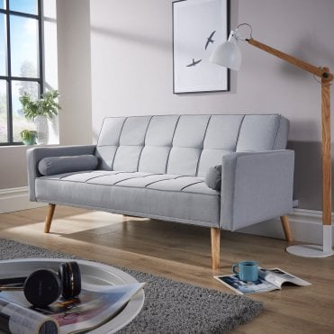 Eclipse Grey Linen Sofa Bed with Cushions