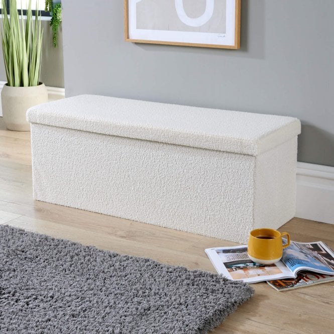 Home Source Extra Large Velvet Storage Ottoman