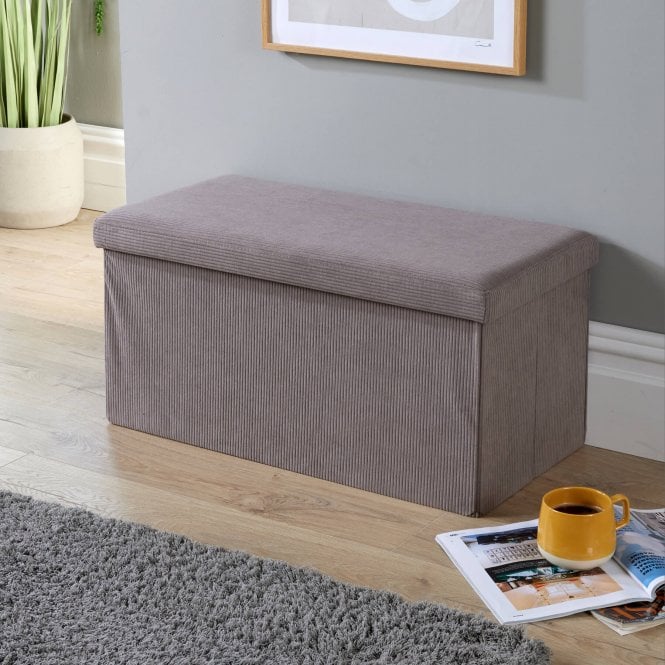 Home Source Rectangular Corduroy Folding Ottoman