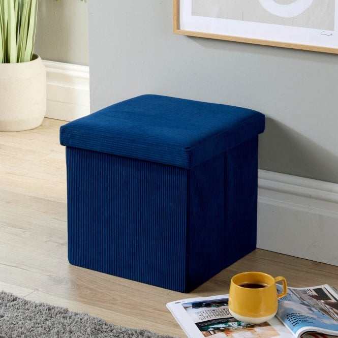 Home Source Rectangular Corduroy Folding Ottoman
