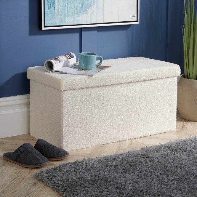 Home Source Teddy Fur Folding Ottoman