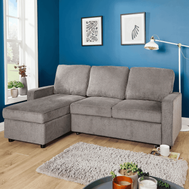 Kingston Grey Corner Sofa Bed with Hidden Storage