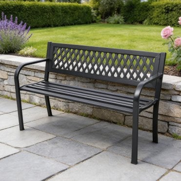 Lara Lattice Design Metal Garden Bench