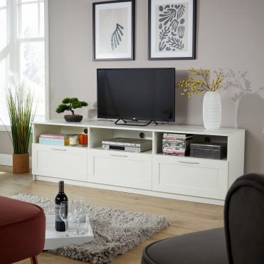 Latham 3 Drawer TV Stand White