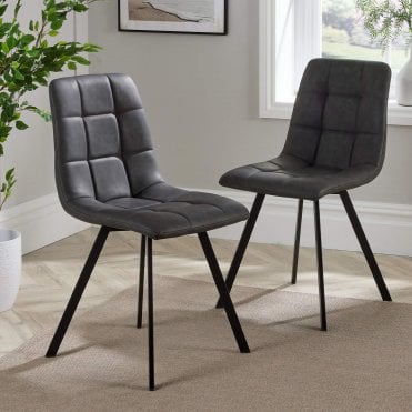 Leia Pair of Dining Chairs Grey