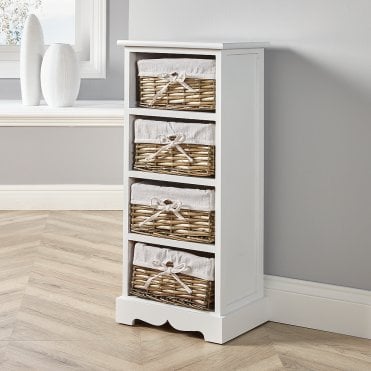 Lichfield 4 Wicker Basket Storage Drawers