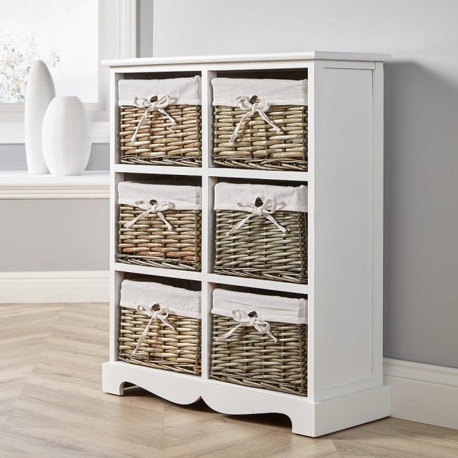 Lichfield 6 Wicker Basket Storage Drawers