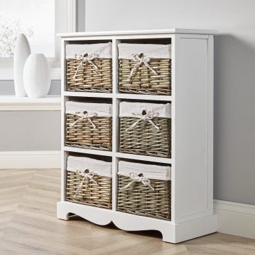 Lichfield 6 Wicker Basket Storage Drawers