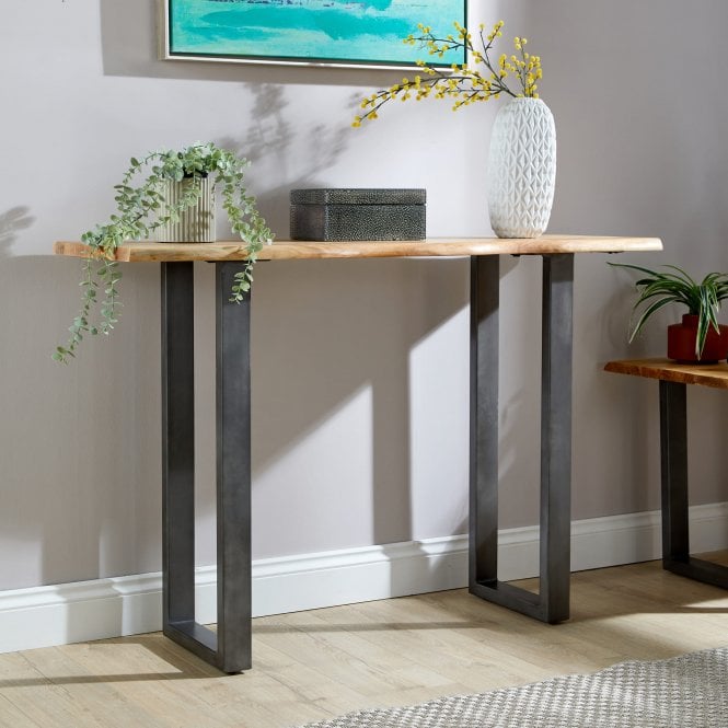 Live Edge Console Table with Solid Wooden Acacia Top
