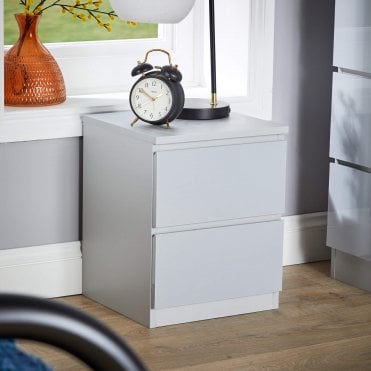 Lugano High Gloss 2 Drawer Bedside Cabinet