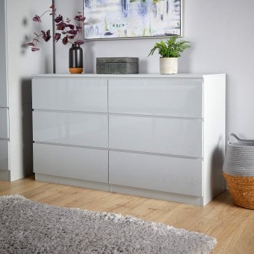 Lugano High Gloss Chest of 6 Drawers