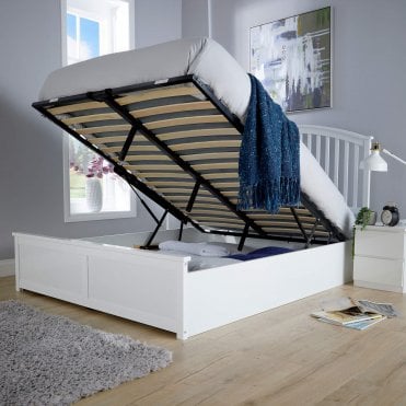 Madrid White Ottoman Storage Bed