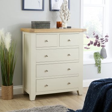 Melbourne Chest of 5 Oak & Pine Drawers