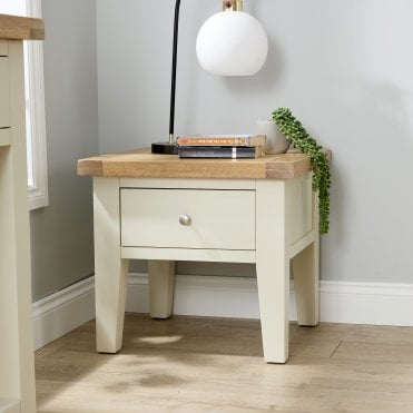 Melbourne Oak & Pine Lamp Table with Storage Drawer