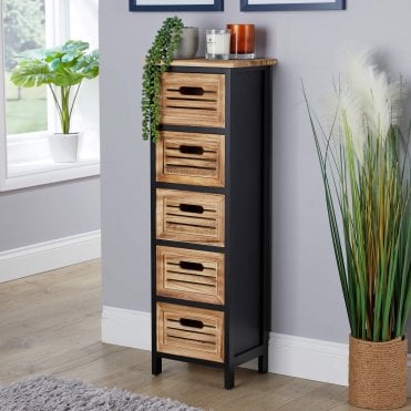 Mostyn Storage Drawers Black & Oak Effect