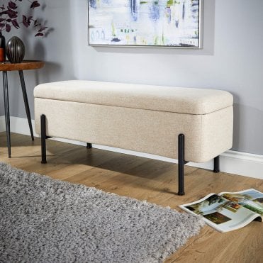Storage Ottoman with Black Metal Legs