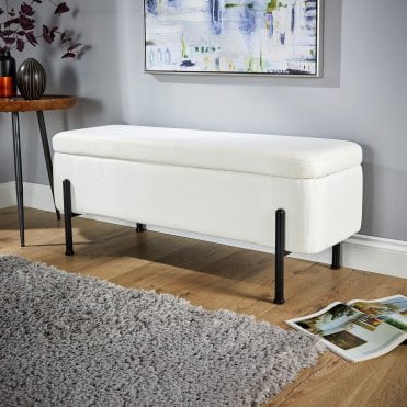 Storage Ottoman with Black Metal Legs
