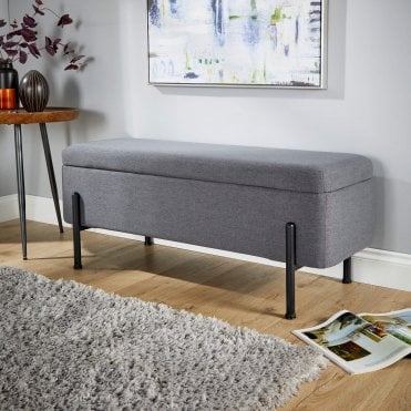 Storage Ottoman with Black Metal Legs