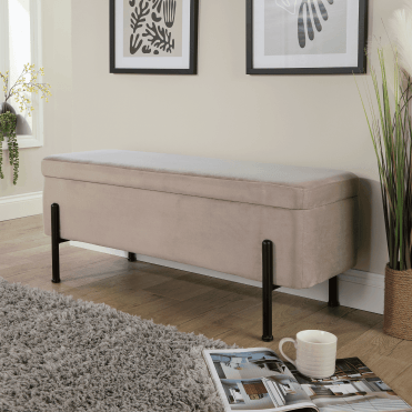 Storage Ottoman with Black Metal Legs