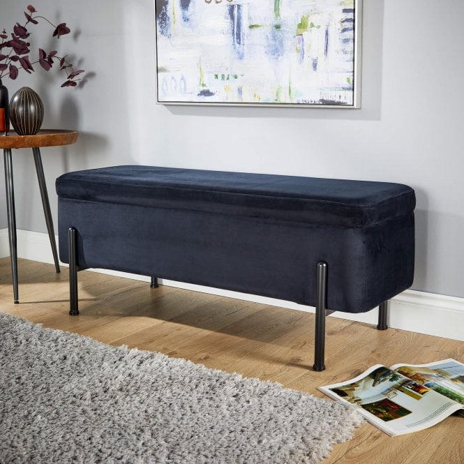 Oasis Ottoman with Black Metal Legs