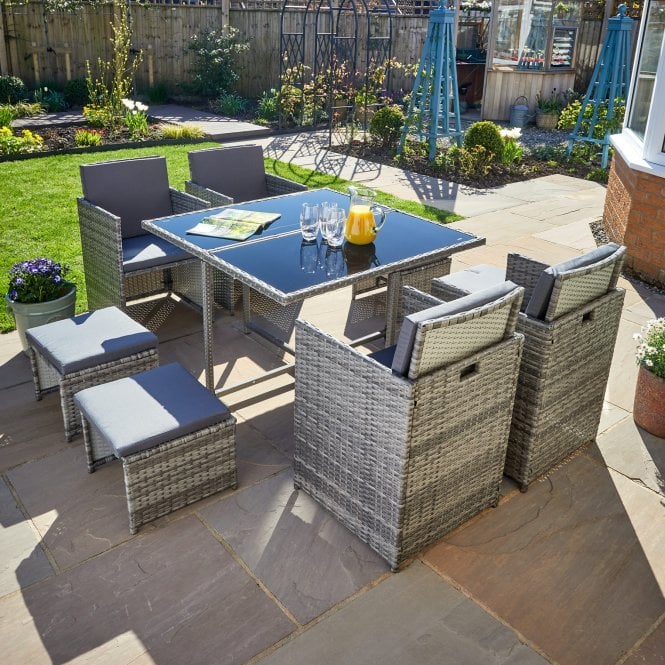 Pebble 9pc Rattan Garden Set