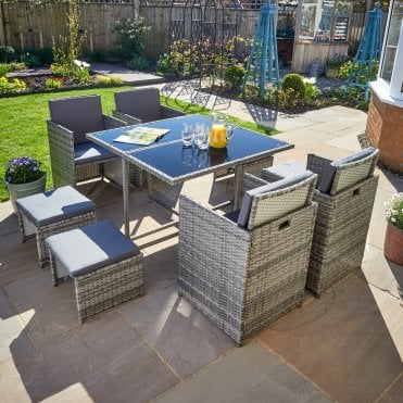 Pebble 9pc Modular Rattan Garden Set