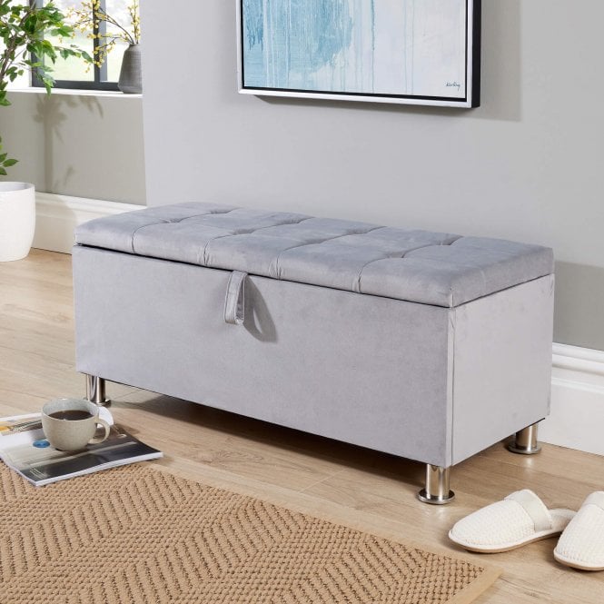 Pewter Padded Ottoman