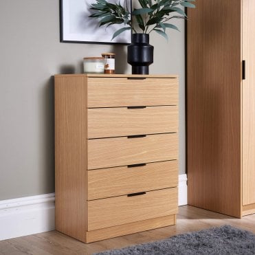 Phoenix Tall Chest of 5 Storage Drawers