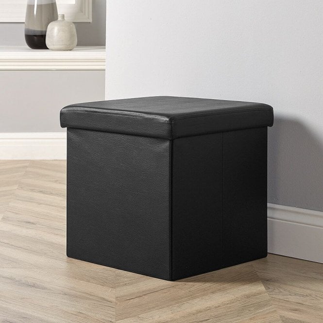Sofia Black Square Folding Ottoman