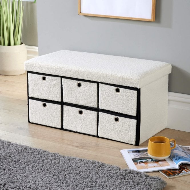 Sofia Folding Ottoman 6 Drawer Grey