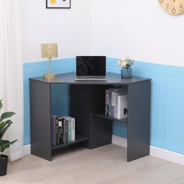 Wellington Compact Corner Desk with Storage Shelves