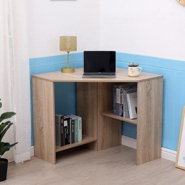Wellington Compact Corner Desk with Storage Shelves
