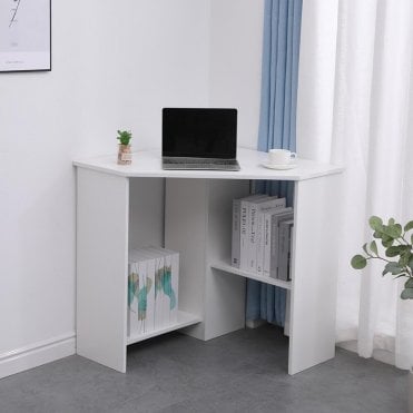 Wellington Compact Corner Desk with Storage Shelves